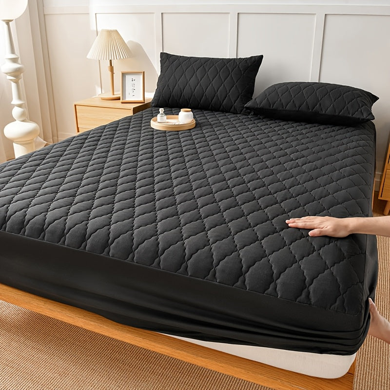 1 Protetor de Colchão Luxuoso e Confortável Impermeável - Lençol Ajustável em Camadas, Capa Completa para Cama Cor Sólida - Ideal para Quartos e Hotéis, Beliches e Casas de Estudantes, Bege Claro Respirável Lavável na Máquina (Capa Não Incluída)