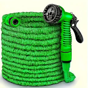 1 conjunto de mangueira de jardim de alta pressão com bico pulverizador - Mangueira de água de PVC resistente para lavagem de carros, irrigação de relva e limpeza, opções de comprimento de 7,62 metros/15,24 metros/30,48 metros (7 padrões de pulverização)