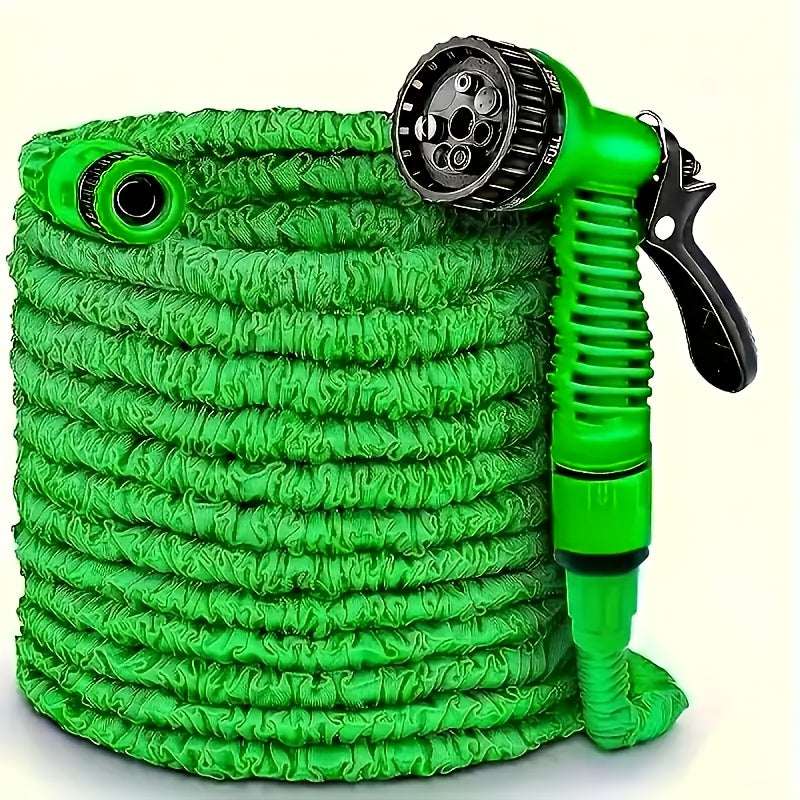 1 conjunto de mangueira de jardim de alta pressão com bico pulverizador - Mangueira de água de PVC resistente para lavagem de carros, irrigação de relva e limpeza, opções de comprimento de 7,62 metros/15,24 metros/30,48 metros (7 padrões de pulverização)