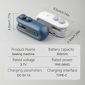 1pc Selador de Sacos de Embalagem de Lanches com Bateria Recarregável USB Magnética Incorporada, Mini Selador Portátil para Piquenique e Viagem, Máquina de Selagem de Plástico Manual, Ferramenta Mágica de Fecho de Sacos, Sacos de Batatas Fritas, Sacos de