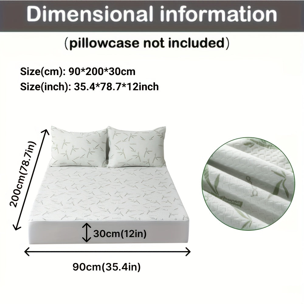 1peça 100% Protetor de colchão de fibra de bambu 250gsm - Capa de cama respirável e refrescante com camada de ar 3D, verde, enchimento de poliuretano lavável à máquina para alívio de pressão e regulação de temperatura, melhoria da confortabilidade da cama