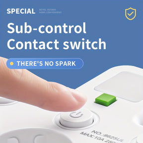 Conversor de tomada EU Plug com 5 saídas, tomada de parede multiporta com interruptor independente e adaptador de luz noturna pequena