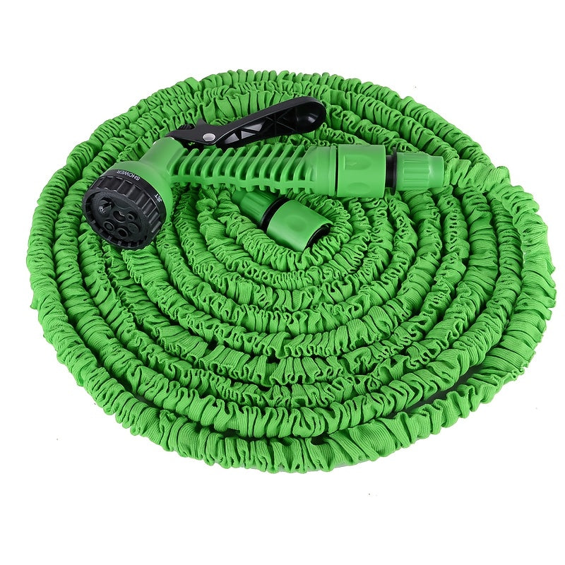 1 conjunto de mangueira de jardim de alta pressão com bico pulverizador - Mangueira de água de PVC resistente para lavagem de carros, irrigação de relva e limpeza, opções de comprimento de 7,62 metros/15,24 metros/30,48 metros (7 padrões de pulverização)