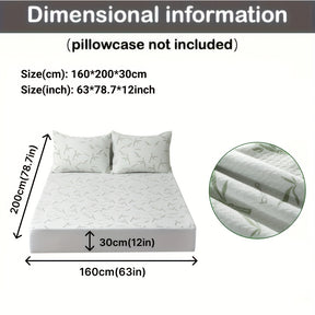 1peça 100% Protetor de colchão de fibra de bambu 250gsm - Capa de cama respirável e refrescante com camada de ar 3D, verde, enchimento de poliuretano lavável à máquina para alívio de pressão e regulação de temperatura, melhoria da confortabilidade da cama