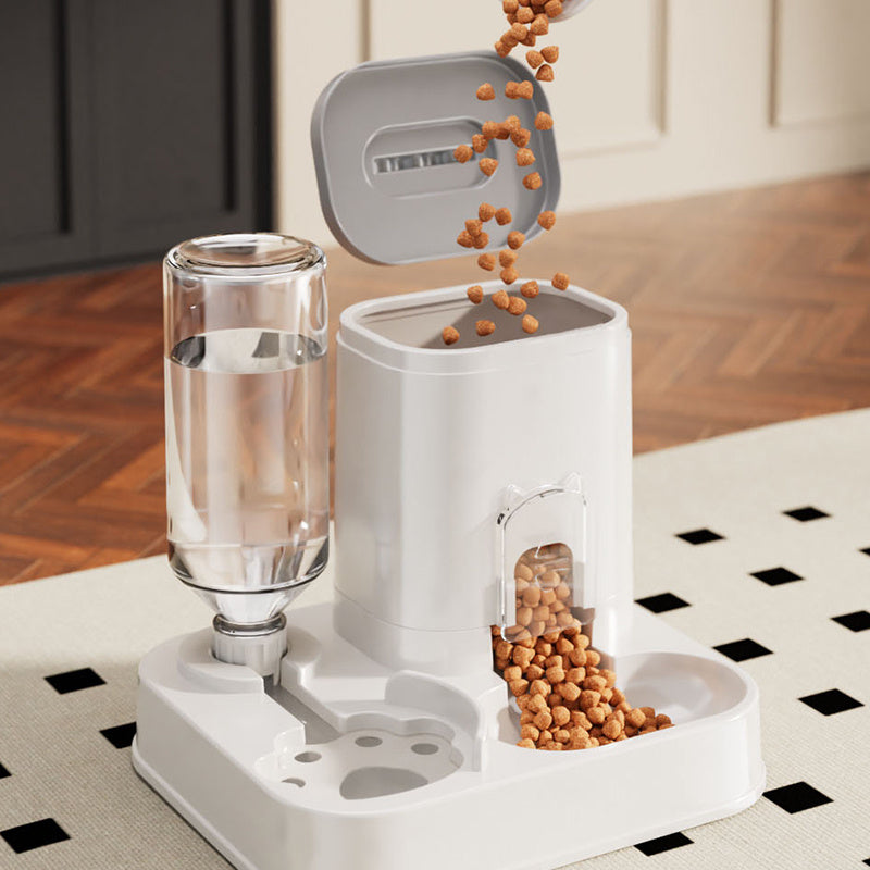 Dispensador de Água Automático para Gatos e Cães com Bacia de Alimentação Integrada - Capacidade de 1-10L, Sem Necessidade de Pilhas, Design Moderno Branco para Limpeza Fácil e Hidratação - Solução Durável para Hidratação de Animais de Estimação, Alimenta