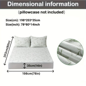 1peça 100% Protetor de colchão de fibra de bambu 250gsm - Capa de cama respirável e refrescante com camada de ar 3D, verde, enchimento de poliuretano lavável à máquina para alívio de pressão e regulação de temperatura, melhoria da confortabilidade da cama
