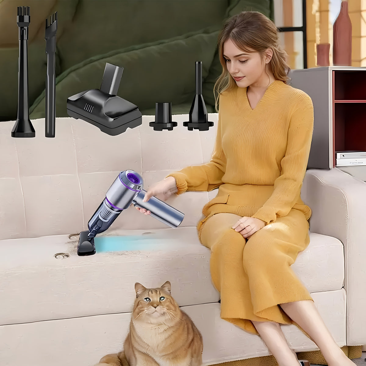 Mini Aspirateur 3-en-1 Sans Fil – Gonflage, Aspiration &amp; Soufflage