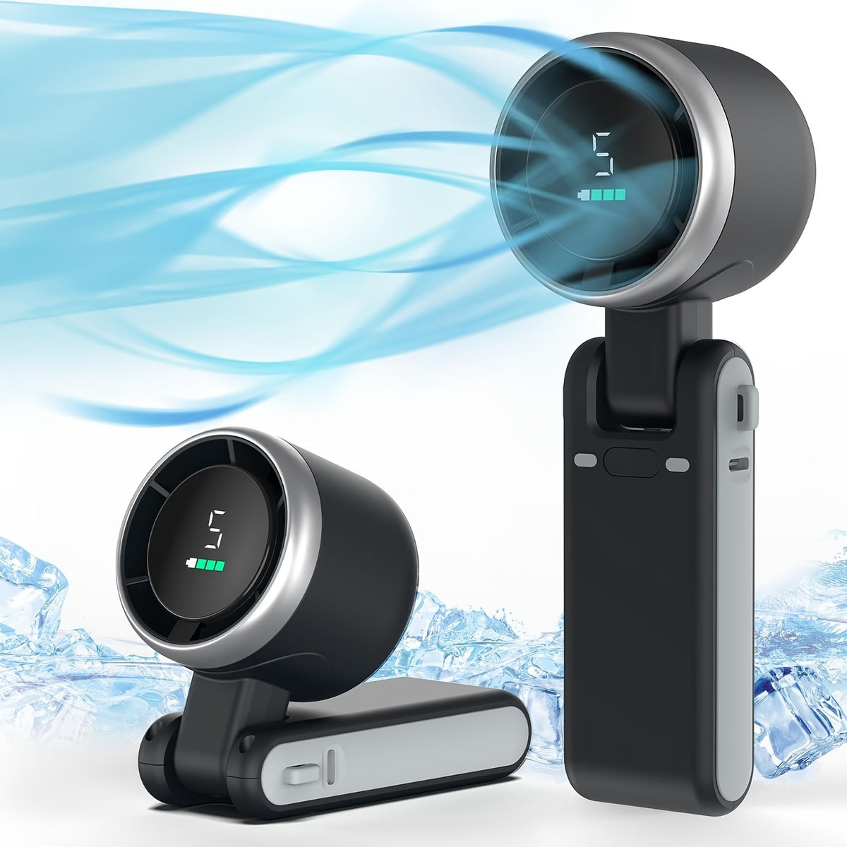 Ventilador Portátil Dobrável de Mão - Recarregável por USB, Ultra-Silencioso com Ajuste de 5 Velocidades, Bateria de 3600mAh (Tempo de Uso de 10 Horas) para Escritório, Quarto, Dormitório, Viagem ao Ar Livre
