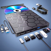 Lecteur et graveur externe CD/DVD USB 3.0 ultrafin 8 en 1