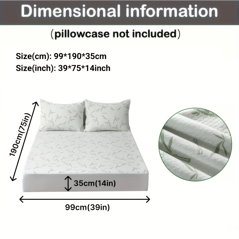 1peça 100% Protetor de colchão de fibra de bambu 250gsm - Capa de cama respirável e refrescante com camada de ar 3D, verde, enchimento de poliuretano lavável à máquina para alívio de pressão e regulação de temperatura, melhoria da confortabilidade da cama