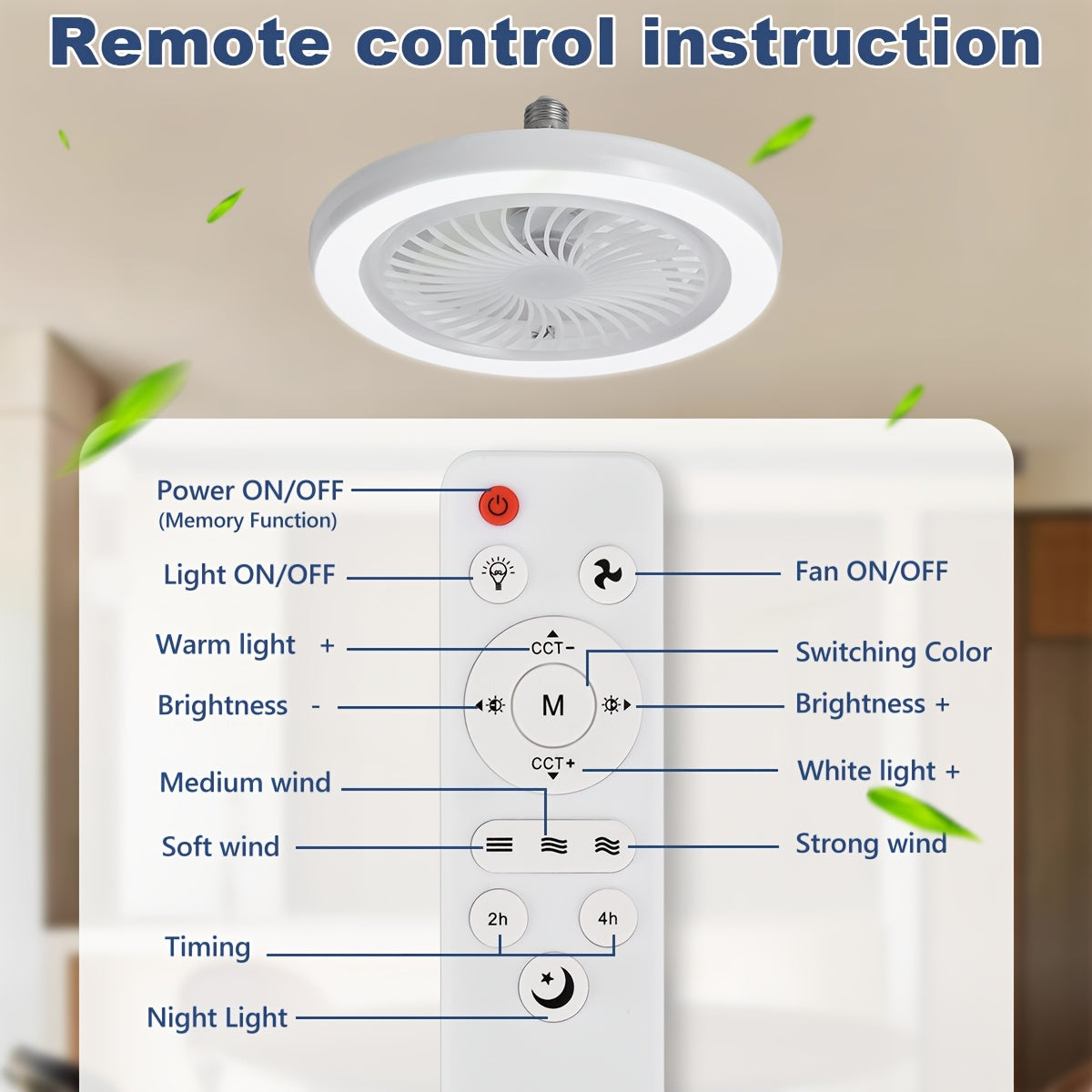 Ventilateur de Plafond Intelligent avec Lumière LED – Bivolt