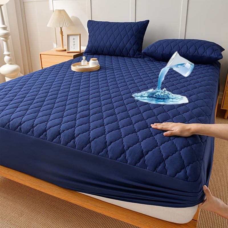 1 Protetor de Colchão Luxuoso e Confortável Impermeável - Lençol Ajustável em Camadas, Capa Completa para Cama Cor Sólida - Ideal para Quartos e Hotéis, Beliches e Casas de Estudantes, Bege Claro Respirável Lavável na Máquina (Capa Não Incluída)