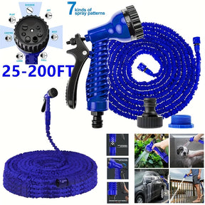 1 conjunto de mangueira de jardim de alta pressão com bico pulverizador - Mangueira de água de PVC resistente para lavagem de carros, irrigação de relva e limpeza, opções de comprimento de 7,62 metros/15,24 metros/30,48 metros (7 padrões de pulverização)