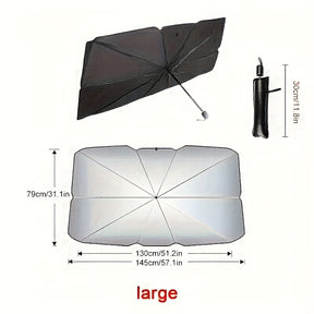 Sombra compacta de rolagem para janela frontal - Isolamento térmico e proteção UV, Acessório de interior automotivo fácil de usar, Material UPF50+, Ajusta-se a quase todos os veículos, Cortina de proteção solar | Design elegante de guarda-chuva preto | Tr