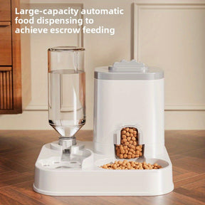 Dispensador de Água Automático para Gatos e Cães com Bacia de Alimentação Integrada - Capacidade de 1-10L, Sem Necessidade de Pilhas, Design Moderno Branco para Limpeza Fácil e Hidratação - Solução Durável para Hidratação de Animais de Estimação, Alimenta