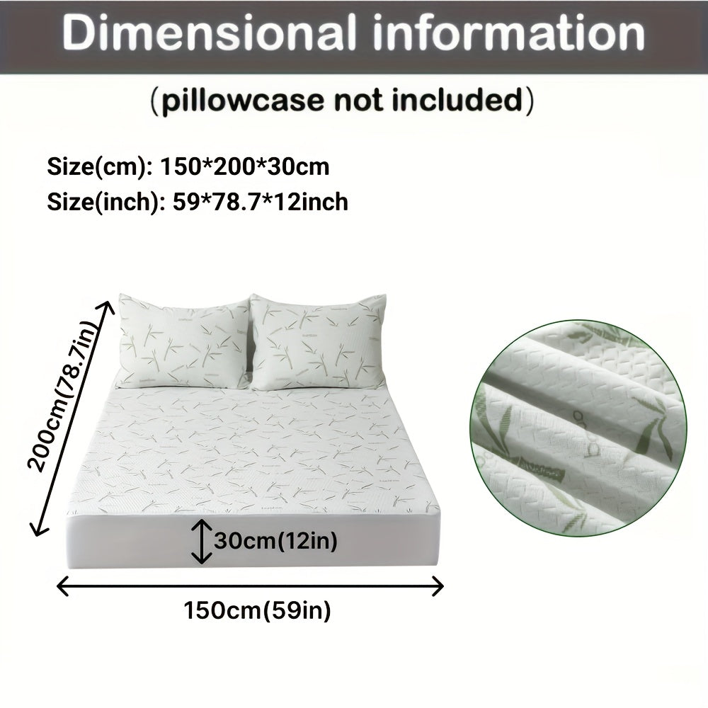 1peça 100% Protetor de colchão de fibra de bambu 250gsm - Capa de cama respirável e refrescante com camada de ar 3D, verde, enchimento de poliuretano lavável à máquina para alívio de pressão e regulação de temperatura, melhoria da confortabilidade da cama