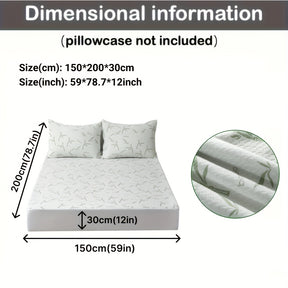 1peça 100% Protetor de colchão de fibra de bambu 250gsm - Capa de cama respirável e refrescante com camada de ar 3D, verde, enchimento de poliuretano lavável à máquina para alívio de pressão e regulação de temperatura, melhoria da confortabilidade da cama