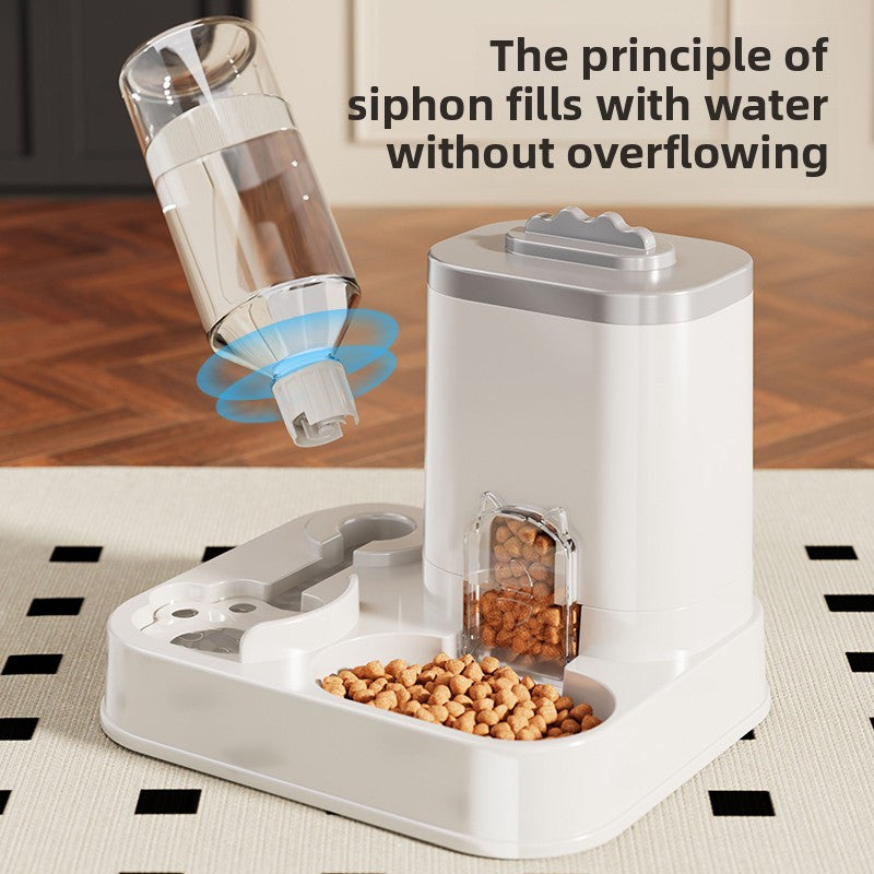 Dispensador de Água Automático para Gatos e Cães com Bacia de Alimentação Integrada - Capacidade de 1-10L, Sem Necessidade de Pilhas, Design Moderno Branco para Limpeza Fácil e Hidratação - Solução Durável para Hidratação de Animais de Estimação, Alimenta