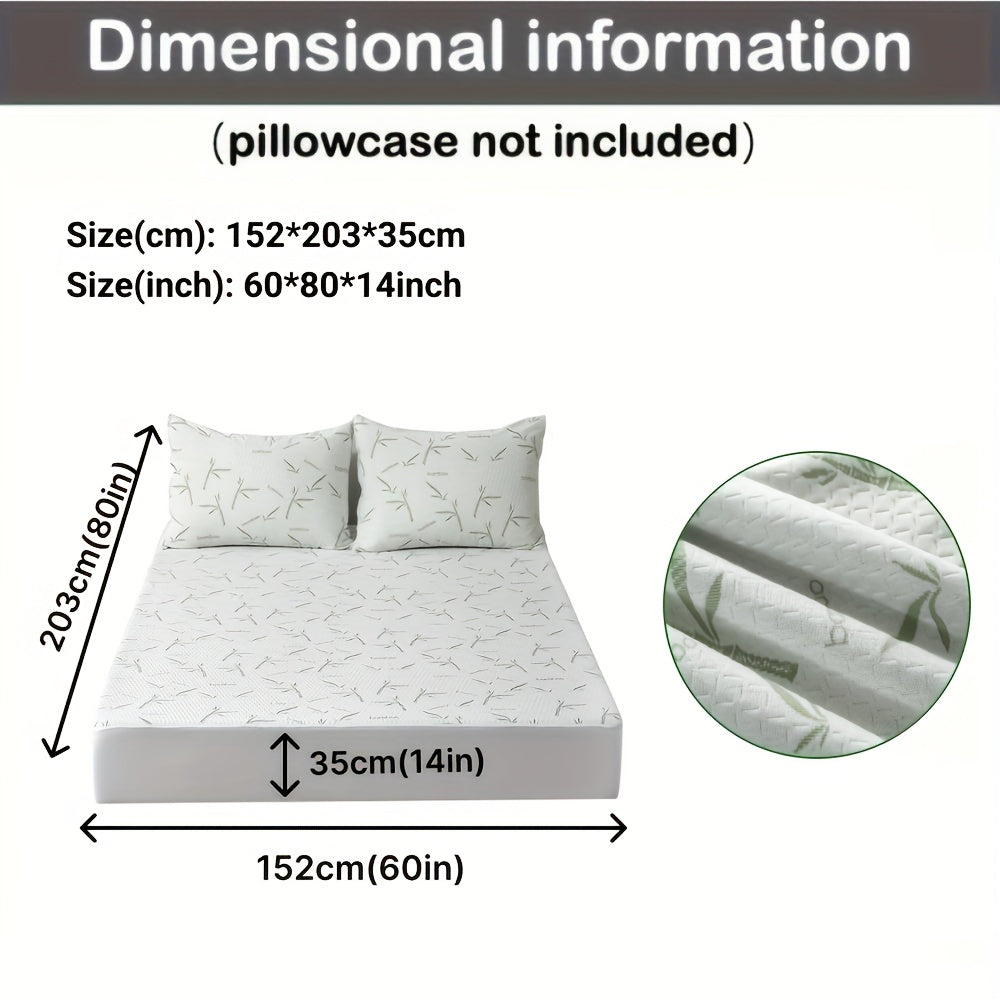 1peça 100% Protetor de colchão de fibra de bambu 250gsm - Capa de cama respirável e refrescante com camada de ar 3D, verde, enchimento de poliuretano lavável à máquina para alívio de pressão e regulação de temperatura, melhoria da confortabilidade da cama