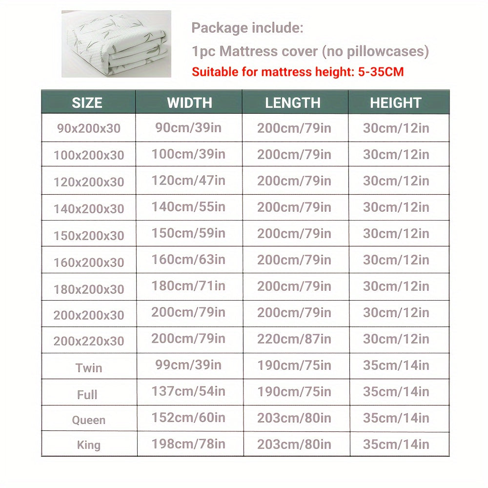 1peça 100% Protetor de colchão de fibra de bambu 250gsm - Capa de cama respirável e refrescante com camada de ar 3D, verde, enchimento de poliuretano lavável à máquina para alívio de pressão e regulação de temperatura, melhoria da confortabilidade da cama