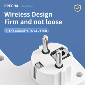 Conversor de tomada EU Plug com 5 saídas, tomada de parede multiporta com interruptor independente e adaptador de luz noturna pequena