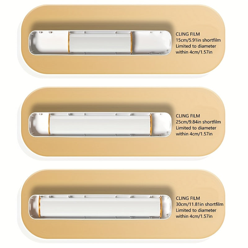Dispensador e Cortador de Filme Fresco de Ação Dupla - Seladora Multifuncional para Plástico, Papel Alumínio e Folhas de Cera - Máquina de Embalagem Reutilizável com Detalhes em Laranja - Design Elegante Branco e Preto, Ferramenta de Cozinha | Construção