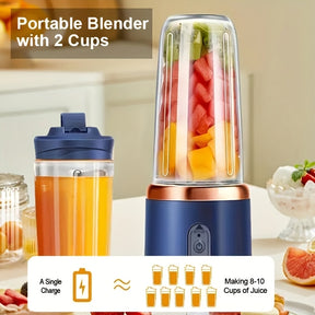 Presse-agrumes Multifonction Portable – Double Tasse, Rechargeable USB, 6 Lames Inox