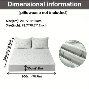 1peça 100% Protetor de colchão de fibra de bambu 250gsm - Capa de cama respirável e refrescante com camada de ar 3D, verde, enchimento de poliuretano lavável à máquina para alívio de pressão e regulação de temperatura, melhoria da confortabilidade da cama