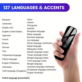 Tradutor de Línguas Inteligente Portátil com BT para Viagens, Aprendizado e Negócios - 1 unidade