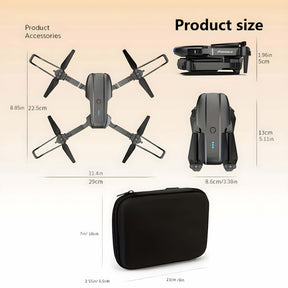 O Drone E99 Possui Duas Câmeras, Suporte Wi-Fi, Controlo por Aplicação e Posicionamento por Fluxo Óptico com Manutenção de Altitude, O que o Torna Perfeito para Iniciantes. Tem Carregamento USB, Opções para Duas ou Três Baterias e é um Quadricóptero Remot