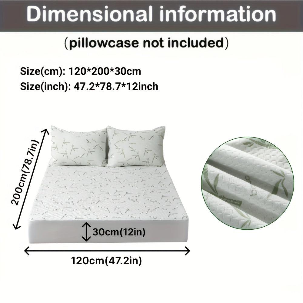 1peça 100% Protetor de colchão de fibra de bambu 250gsm - Capa de cama respirável e refrescante com camada de ar 3D, verde, enchimento de poliuretano lavável à máquina para alívio de pressão e regulação de temperatura, melhoria da confortabilidade da cama