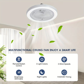 Ventilateur de Plafond Intelligent avec Lumière LED – Bivolt