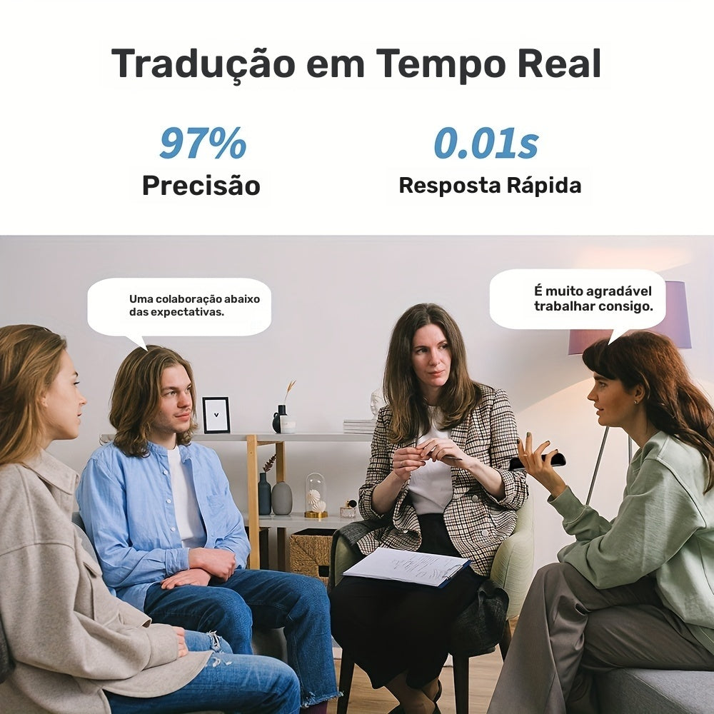 Tradutor de Línguas Inteligente Portátil com BT para Viagens, Aprendizado e Negócios - 1 unidade