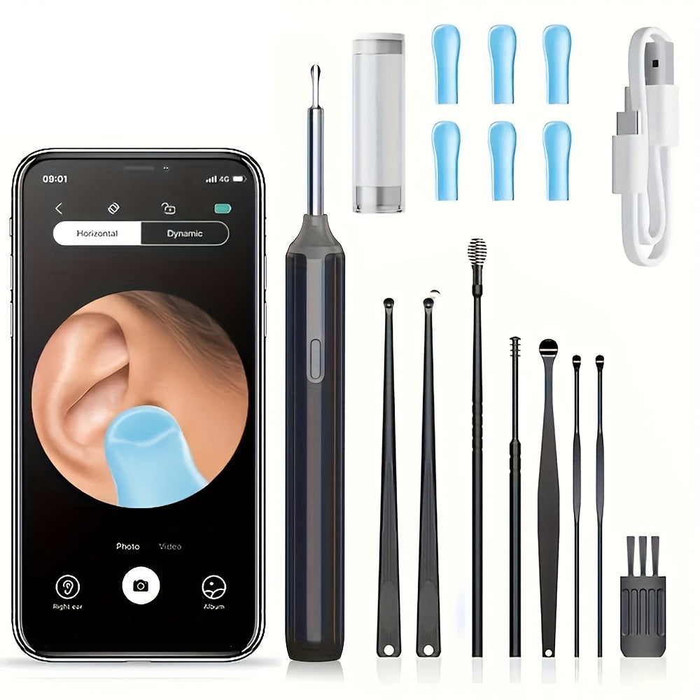 Nettoyeur d’Oreille Intelligent Sans Fil – Otoscope HD 1080P avec Caméra et LED