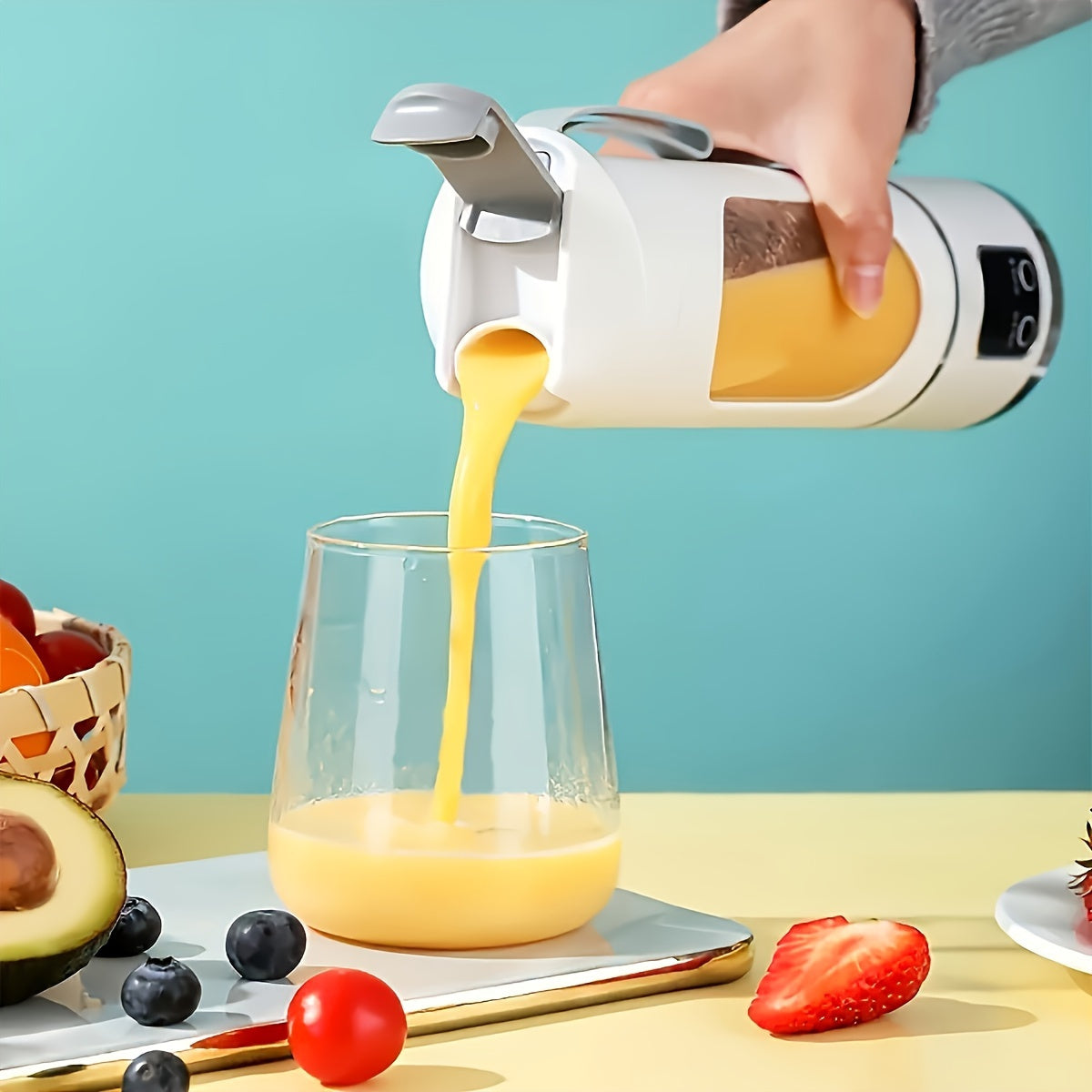 Liquidificador Portátil Recarregável por USB e Espremedor de Frutas - Fácil de Limpar, Perfeito para Bebidas de Fruta & Legumes, Milkshakes - Capacidade de 300ml a 500ml