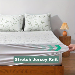 1peça 100% Protetor de colchão de fibra de bambu 250gsm - Capa de cama respirável e refrescante com camada de ar 3D, verde, enchimento de poliuretano lavável à máquina para alívio de pressão e regulação de temperatura, melhoria da confortabilidade da cama