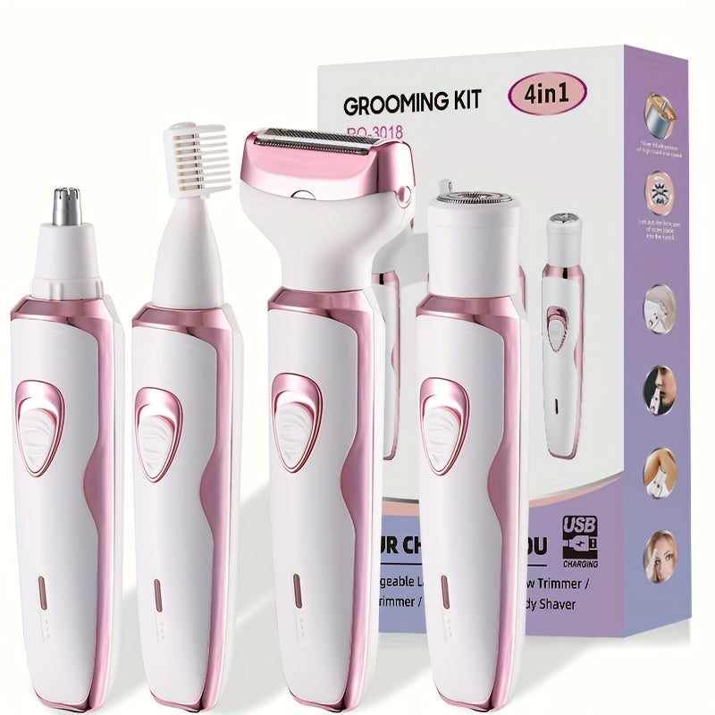 Épilateur Féminin Électrique Rechargeable 4 en 1 – Praticité et Beauté au Quotidien
